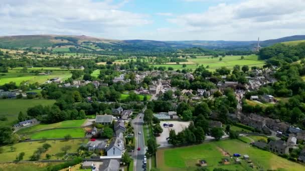 Village Castleton Peak District National Park Aerial View Drone Photography — Stock video