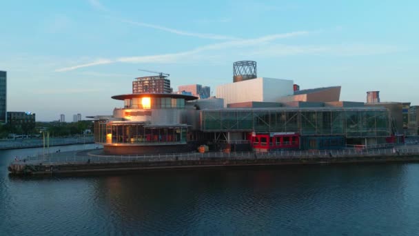 Lowry Manchester Salford Quays Media City Ηνωμένο Βασίλειο Manchester Ηνωμένο — Αρχείο Βίντεο