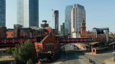 Deansgate Castlefield station in Manchester - aerial view - MANCHESTER, UNITED KINGDOM - AUGUST 15, 2022