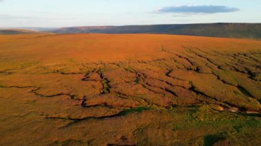 Sunset over Snake Pass in the Peak District National Park - drone photography
