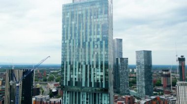 Famous Beetham Tower and Hilton Hotel in Manchester - MANCHESTER, UNITED KINGDOM - AUGUST 15, 2022