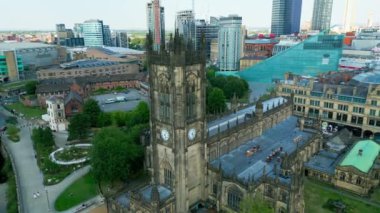 Manchester Cathedral - aerial view - drone photography