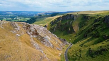 Winnats Pass at Peak District National Park - aerial view - drone photography