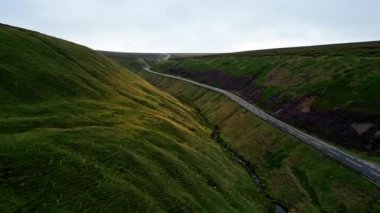 Snake Pass at the Peak District National Park - aerial view - drone photography