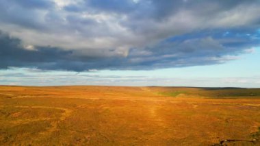 Sunset over Snake Pass in the Peak District National Park - drone photography