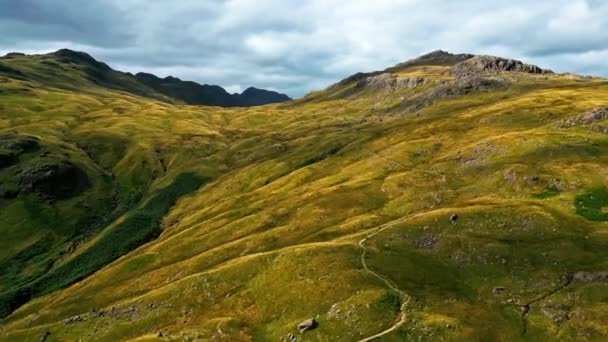 Amazing Landscape Lake District National Park Aerial View Drone Photography — Stockvideo