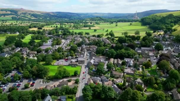 Village Castleton Peak District National Park Aerial View Drone Photography — ストック動画