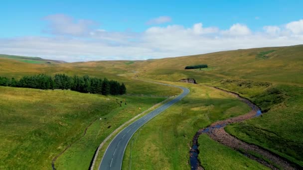 Beautiful Landscape Yorkshire Dales National Park Drone Photography — Stockvideo