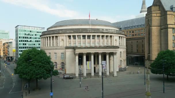 Central Library Manchester Aerial View Manchester United Kingdom August 2022 — Stok video