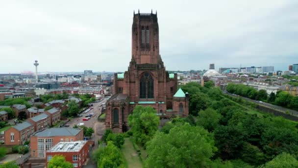 Cathedral Liverpool Aerial View Liverpool United Kingdom August 2022 — 图库视频影像