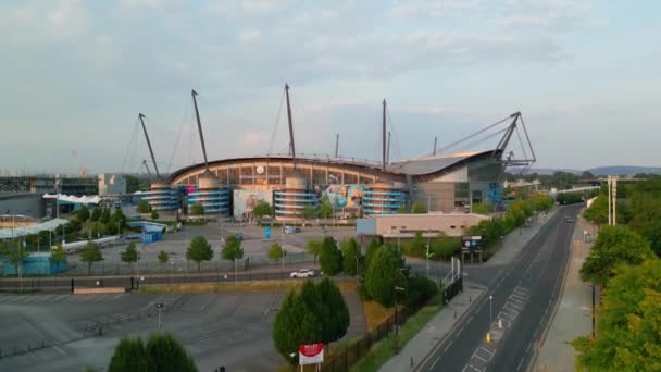 Etihad Stadium Manchester City Aerial View Manchester United Kingdom August — Video Stock