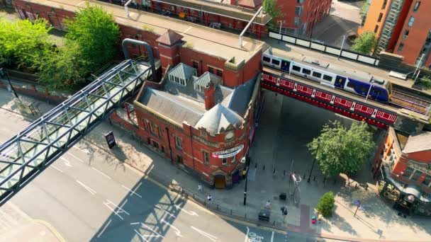 Deansgate Castlefield Station Manchester Aerial View Manchester United Kingdom August — Stok video