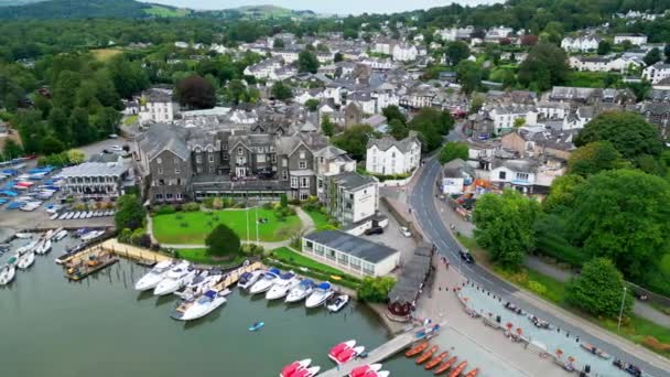 Vue Aérienne Village Windermere Dans Lake District Windermere Royaume Uni — Video