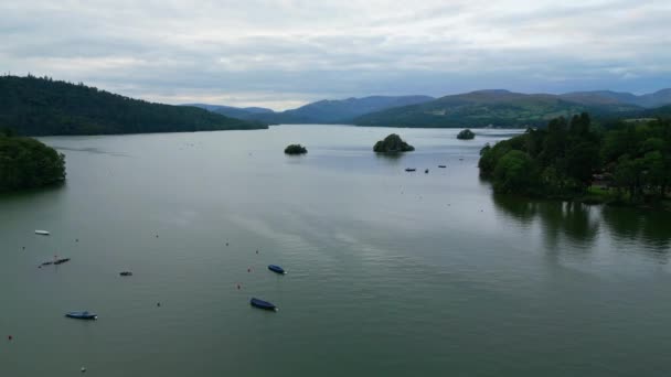 Windermere Lake Lake District National Park Aerial View Drone Photography — Wideo stockowe