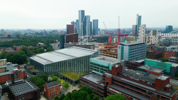 Universitetet Manchesters Campus Flygvy Mankester Förenade Kungariket Augusti 2022 — Stockvideo
