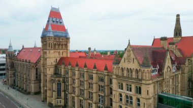 Famous building of Manchester Museum - aerial view - drone photography