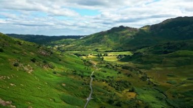 Amazing landscape of the Lake District National Park - Wrynose pass - drone photography