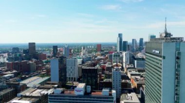 Aerial view over the city of Manchester - MANCHESTER, UNITED KINGDOM - AUGUST 15, 2022
