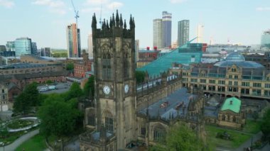 Manchester Cathedral - aerial view - drone photography