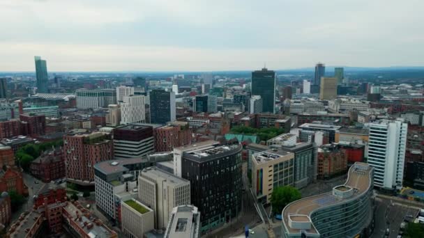 Aerial View City Centre Manchester Manchester United Kingdom August 2022 — Stockvideo