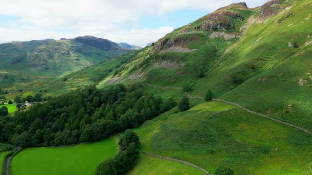 Beautiful Nature Lake District National Park Drone Photography — Stockvideo