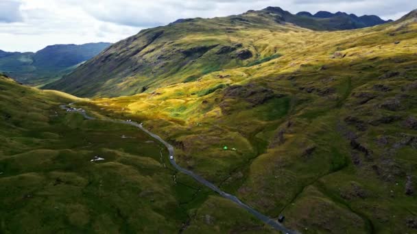 Amazing Landscape Lake District National Park Aerial View Drone Photography — Vídeos de Stock