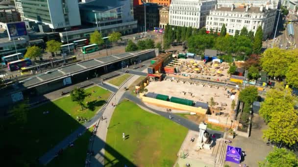 Piccadilly Gardens Manchester Yukarıdan Bakıldığında Yukarıdan Bakıldığında Manchester Birleşik Kingdom — Stok video