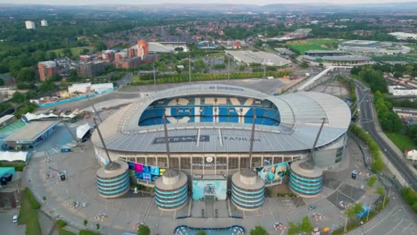 Etihad Stadium Manchester City Aerial View Manchester United Kingdom August — Vídeos de Stock