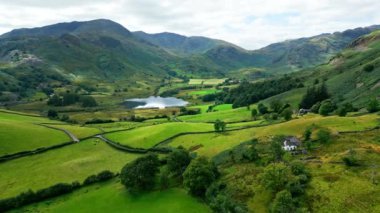 The amazing mountains and valleys at Lake District National Park in England - aerial view - drone photography