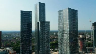 The modern skyscrapers of Manchester Deansgate - drone photography