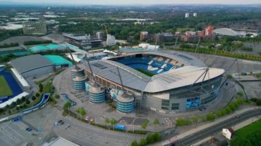 Etihad Stadium of Manchester City - aerial view - MANCHESTER, UNITED KINGDOM - AUGUST 15, 2022