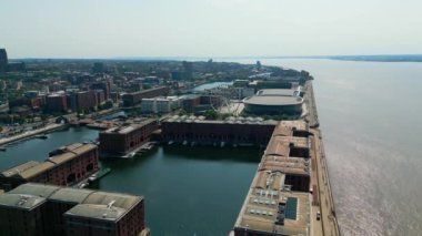 Albert Docks in the city of Liverpool - aerial view - drone photography