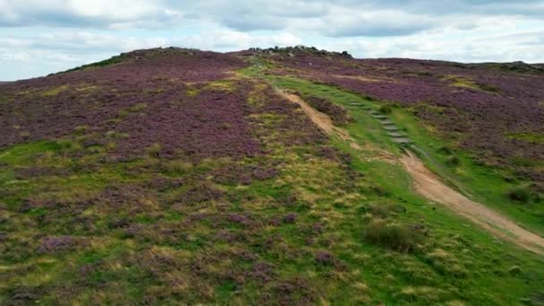 Higger Tor Peak District National Park Aerial View Drone Photography — Stock video