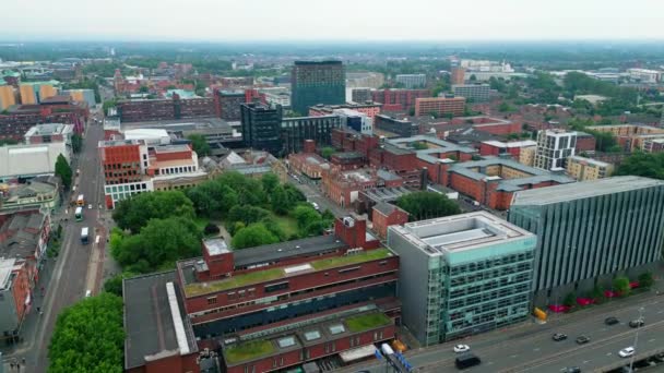 Manchester Üniversitesi Kampüsü Hava Manzaralı Manchester Birleşik Kingdom Ağustos 2022 — Stok video