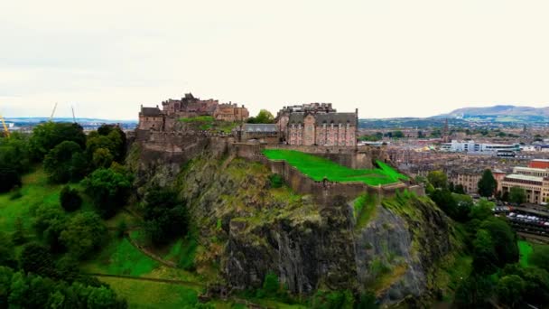 Flygfoto Över Edinburgh Slott Castle Hill Fotografi — Stockvideo