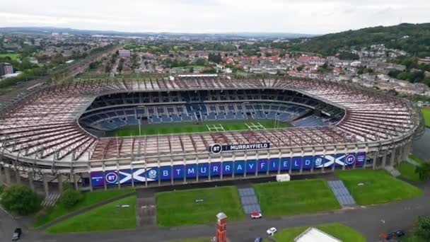 Estadio Murrayfield Edimburgo Desde Arriba Vista Aérea Edimburgo Reino Unido — Vídeo de stock