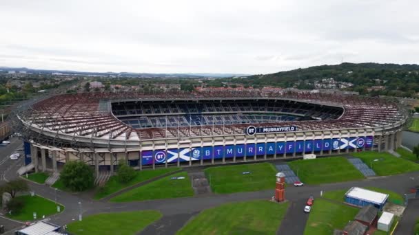 Estadio Murrayfield Edimburgo Desde Arriba Vista Aérea Edimburgo Reino Unido — Vídeo de stock
