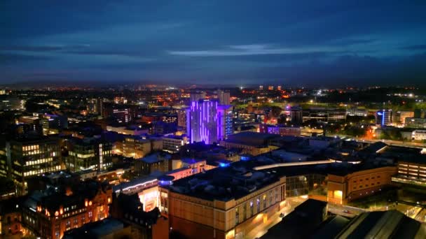 格拉斯哥市中心夜晚的空中景观 英国格拉斯哥 2022年10月4日 — 图库视频影像