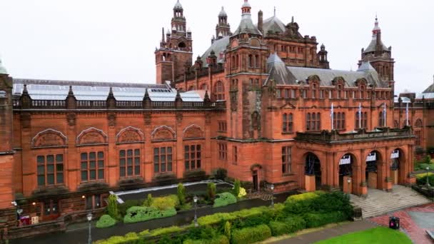 Художественная Галерея Музей Келмгроув Глазго Вид Воздуха Glasgow United Kingdom — стоковое видео