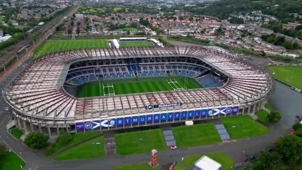 Стадион Мюррейфилд Эдинбурге Сверху Вид Воздуха Эдинбург Великобритания Октября 2022 — стоковое видео