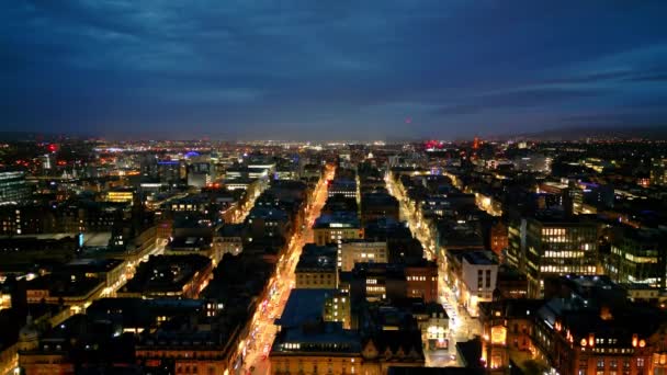 格拉斯哥市中心夜间旅行摄影 — 图库视频影像
