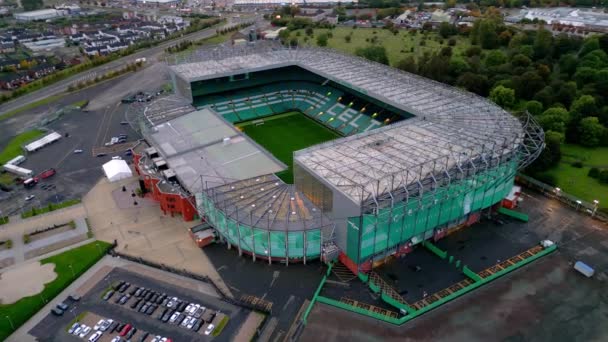 Celtic Stadium Glasgow Der Heimat Des Celtic Glasgow Luftaufnahme Glasgow — Stockvideo