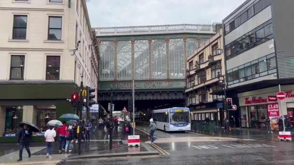Glasgow Central Station Centro Ciudad Glasgow Reino Unido Octubre 2022 — Vídeos de Stock