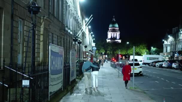 Caminhando Pelo Centro Cidade Edimburgo Noite Edinburgh Reino Unido Outubro — Vídeo de Stock