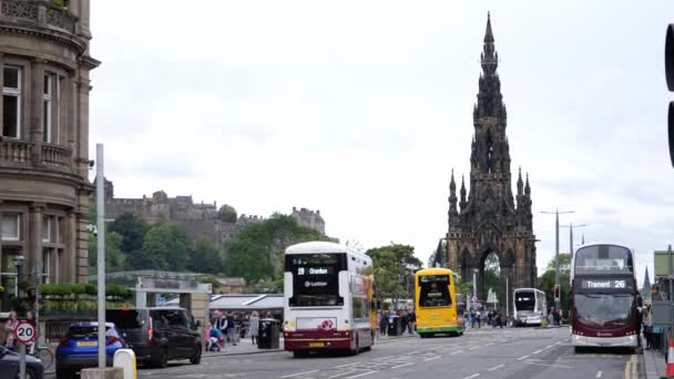 Μνημείο Της Σκωτίας Στην Οδό Princes Στο Εδιμβούργο Edinburgh Ηνωμενο — Αρχείο Βίντεο