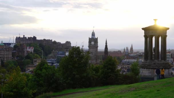 Calton Hill Edimburgo Atardecer Edimburgo Reino Unido Octubre 2022 — Vídeos de Stock