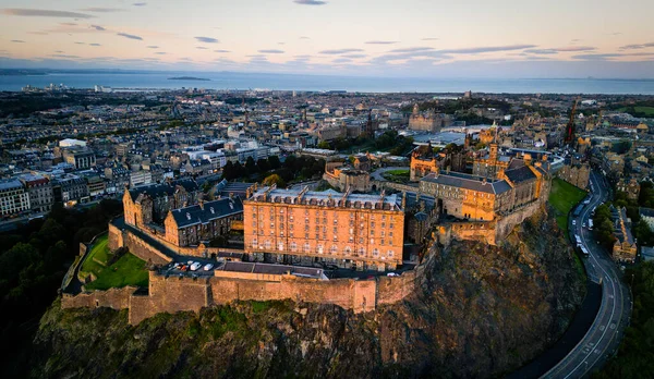 Castello Edimburgo Sera Vista Aerea Fotografia Viaggio — Foto Stock