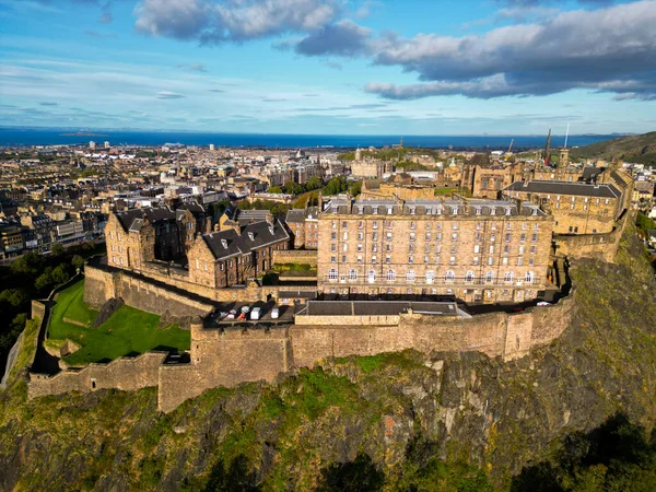 Castello Edimburgo Una Giornata Sole Vista Aerea Fotografia Viaggio — Foto Stock
