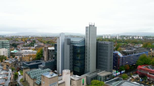 Université Glasgow Bibliothèque Universitaire Haut Vue Aérienne Glasgow Royaume Uni — Video