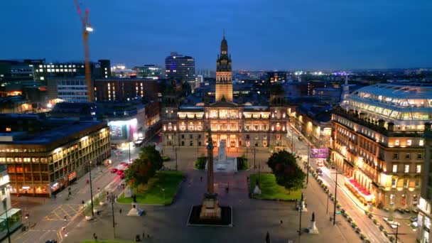 Centrum Glasgow Nocą Glasgow Zjednoczone Królestwo Październik 2022 — Wideo stockowe